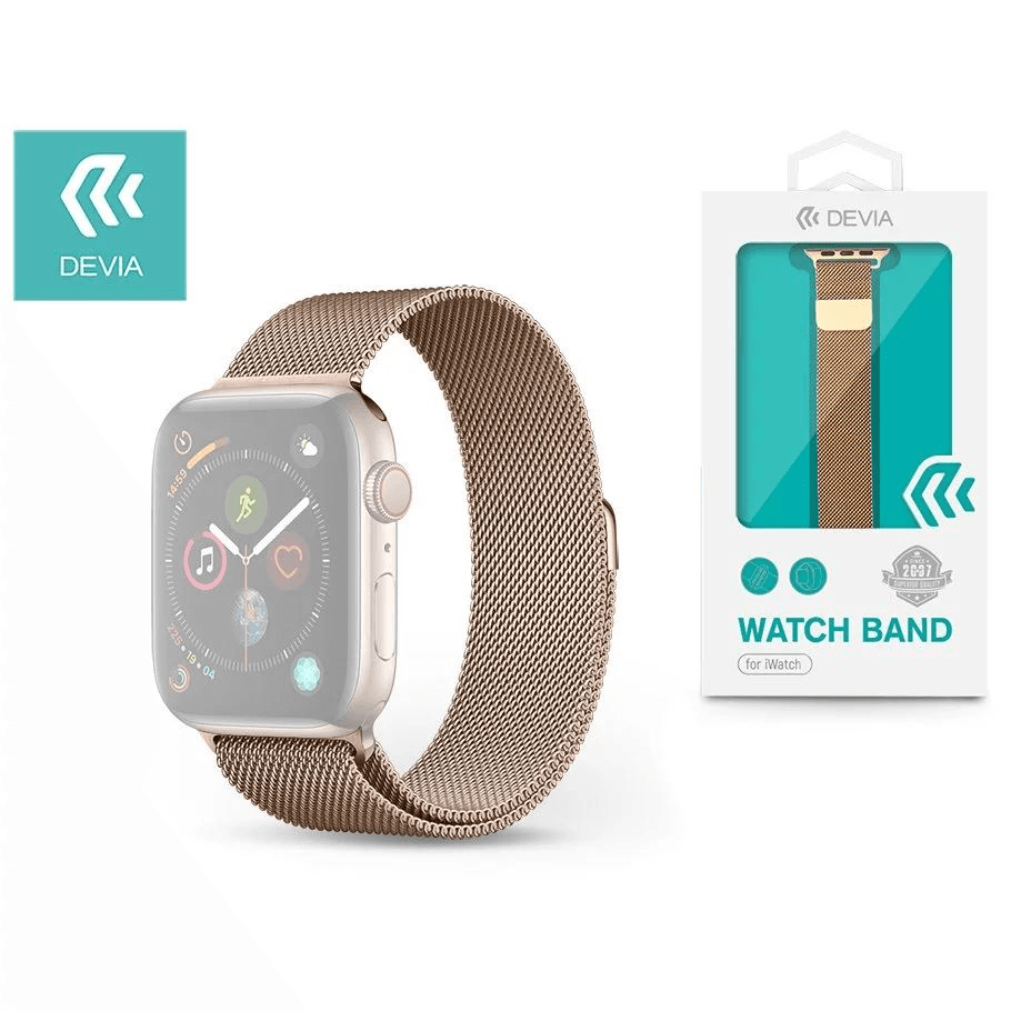 Elegantný milánsky remienok Devia pre Apple Watch 41mm/ 40mm/ 38mm zlatý