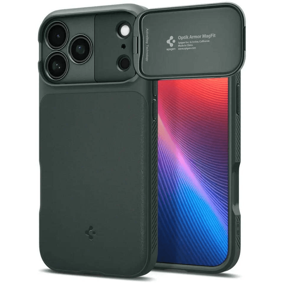 Kryt Spigen Optik Armor Mag pre iPhone 17 Pro Max zelený