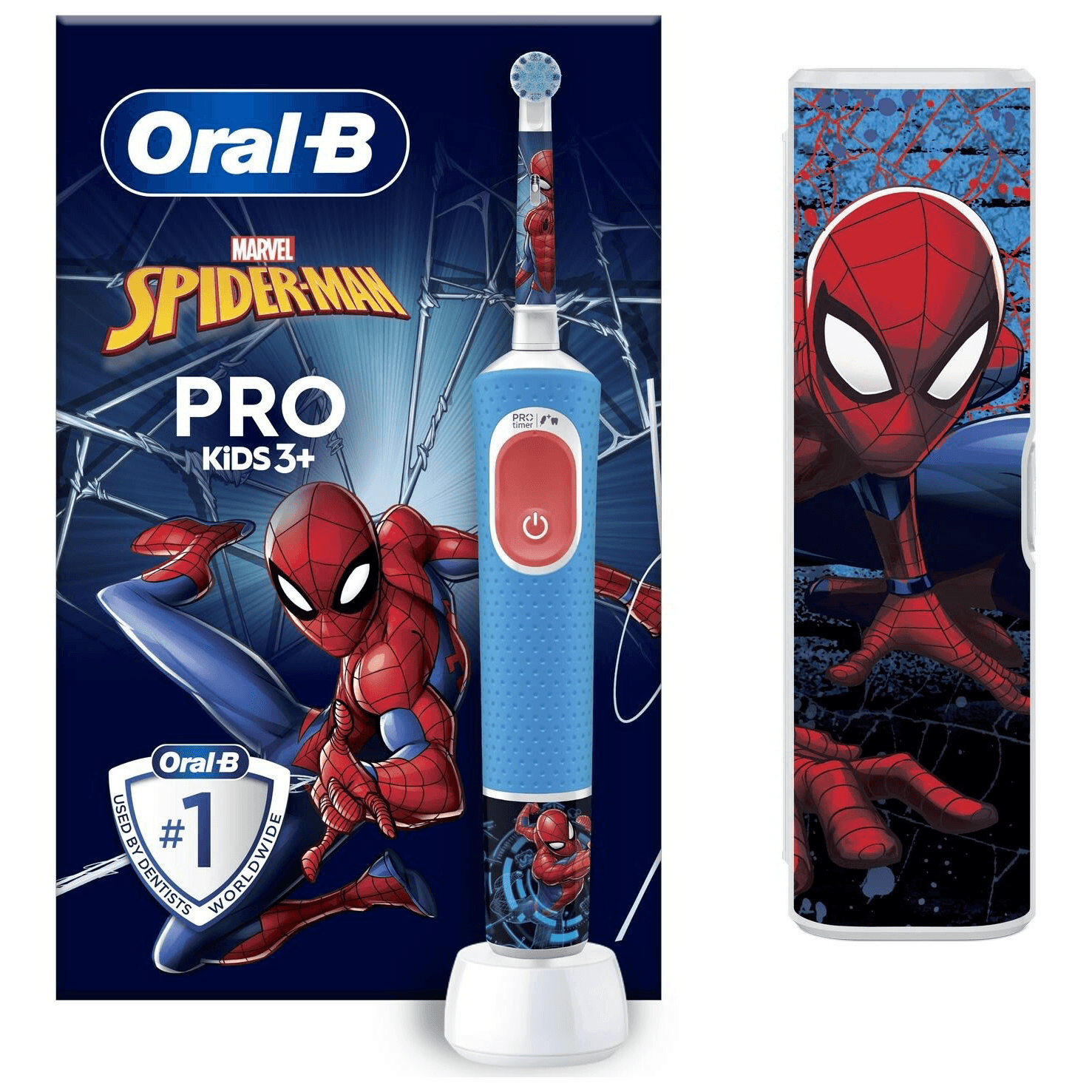 Oral-B Vitality Pro Kids Spiderman Detské Rotujúco-oscilačná zubná kefka Modrá, Červená