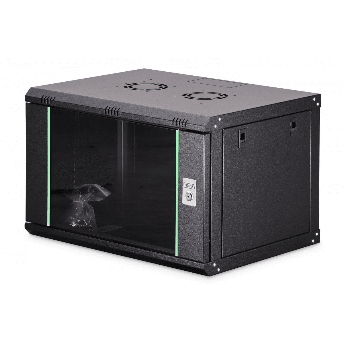Nástenná sieťová skriňa Dynamic 19 7U rack 600x450 presklené dvere čierna