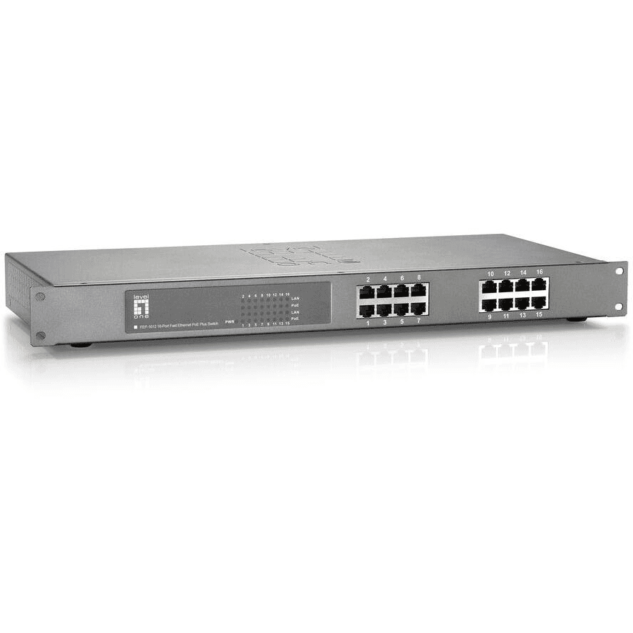 LevelOne FEP-1612 sieťový prepínač Nespravované Fast Ethernet (10/100) Podpora napájania cez Ethernet (PoE) Šedá