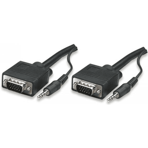Manhattan SVGA Audio Cable 4,5 m VGA (D-Sub) + 3.5mm Čierna