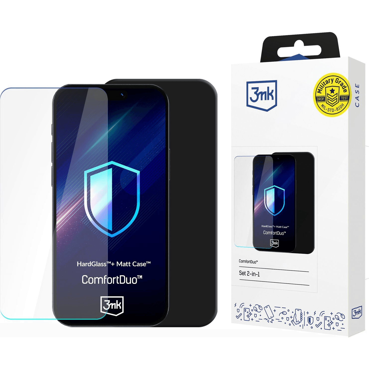 Ochranná fólia na Samsung S25+ - 3mk ComfortDuo Matt Black