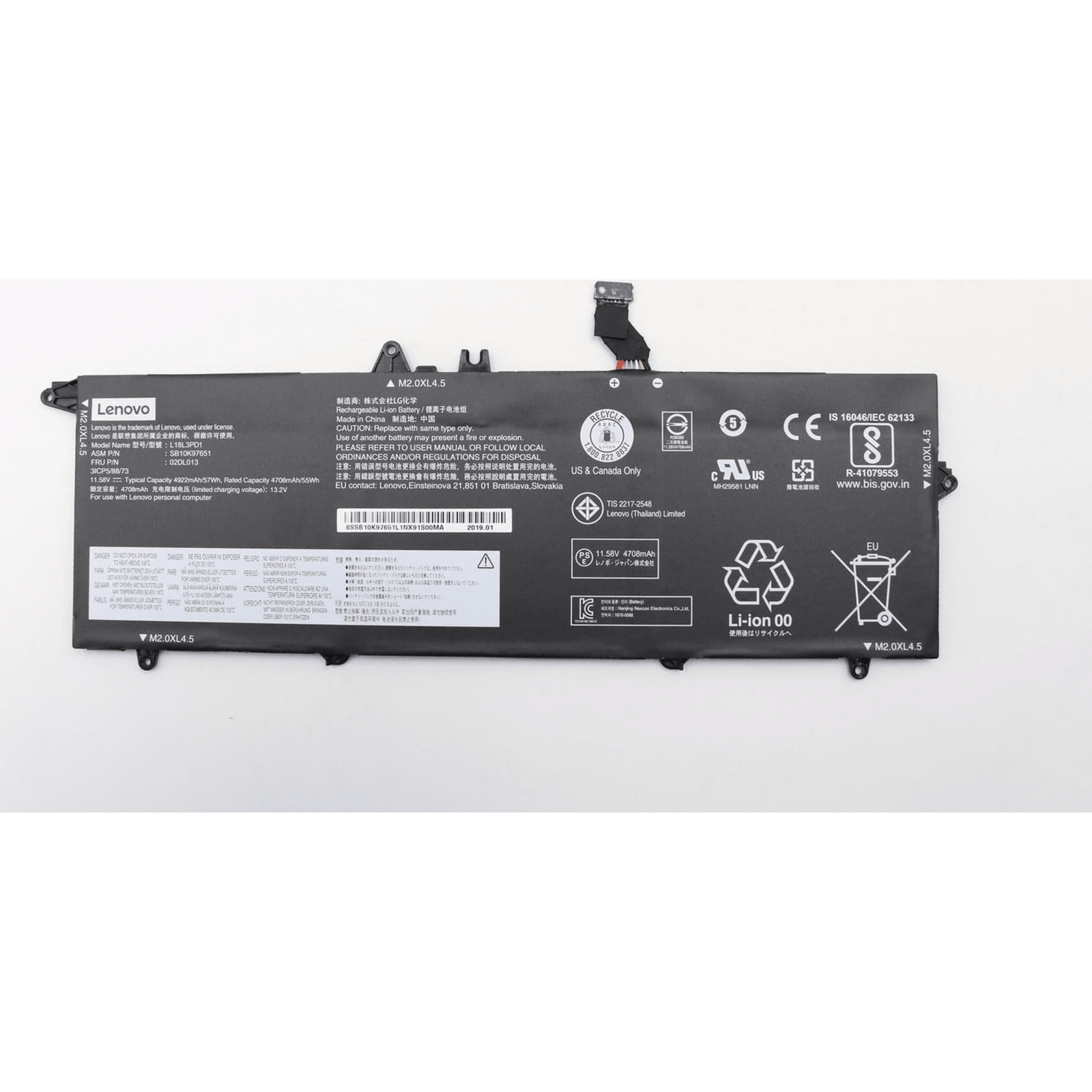 Lenovo batéria 3c, 57Wh, LiIon, SMP, FRU02DL012