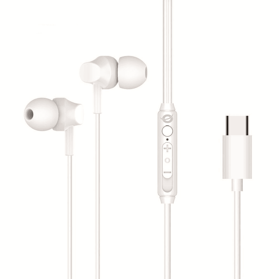 Conceptronic BRENDAN03W slúchadlo / náhlavná súprava Slúchadlá s mikrofónom Kábel Do ucha Hovor / hudba USB Typ-C Biela