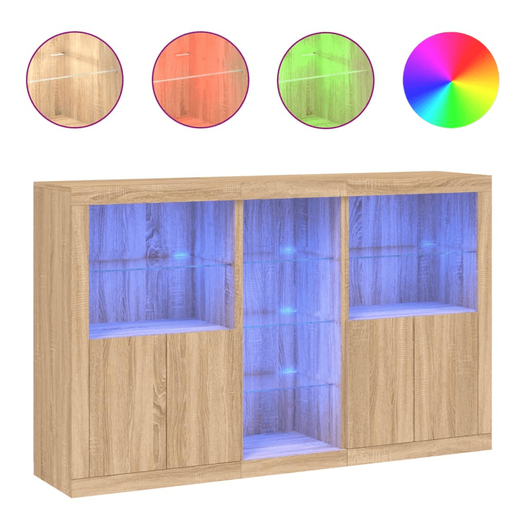 Skrinka s LED osvetlením, dub sonoma, 162x37x100 cm