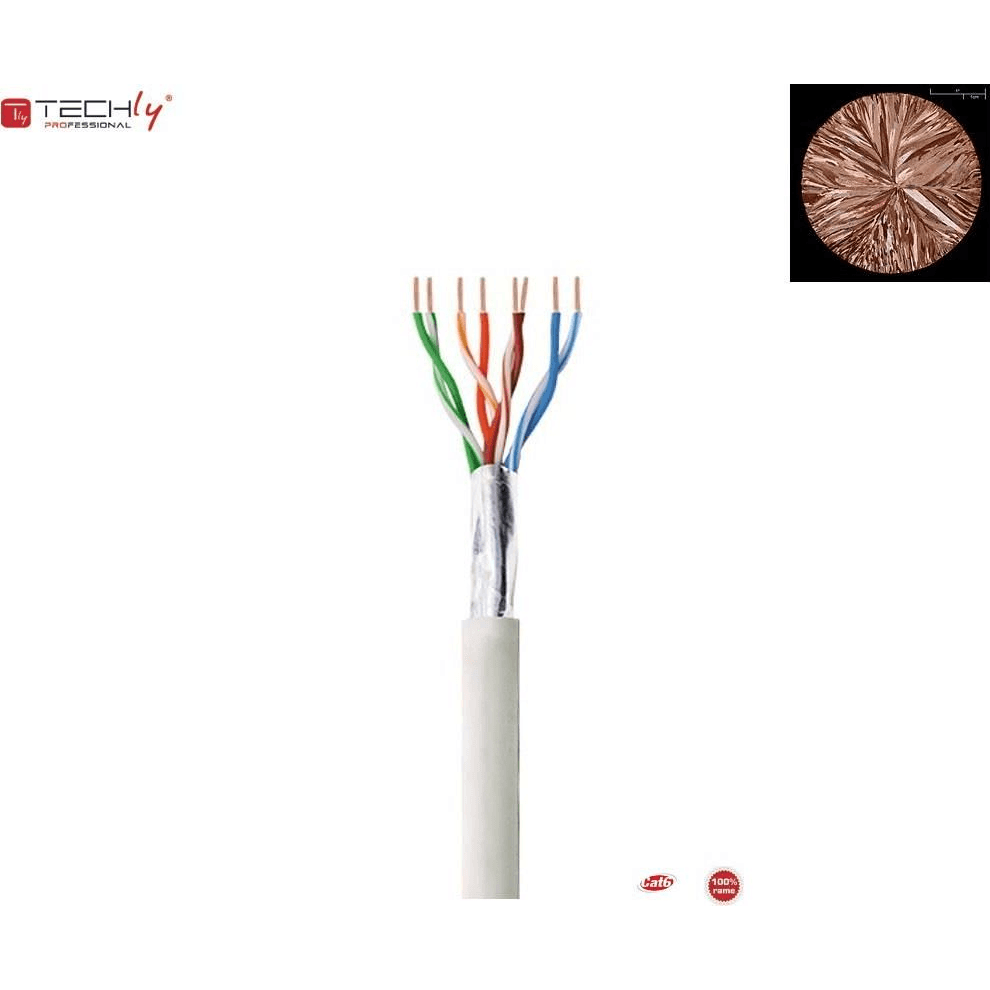 Techly ITP-C6F-FL-100 sieťový kábel Šedá 100 m Cat6 F/UTP (FTP)
