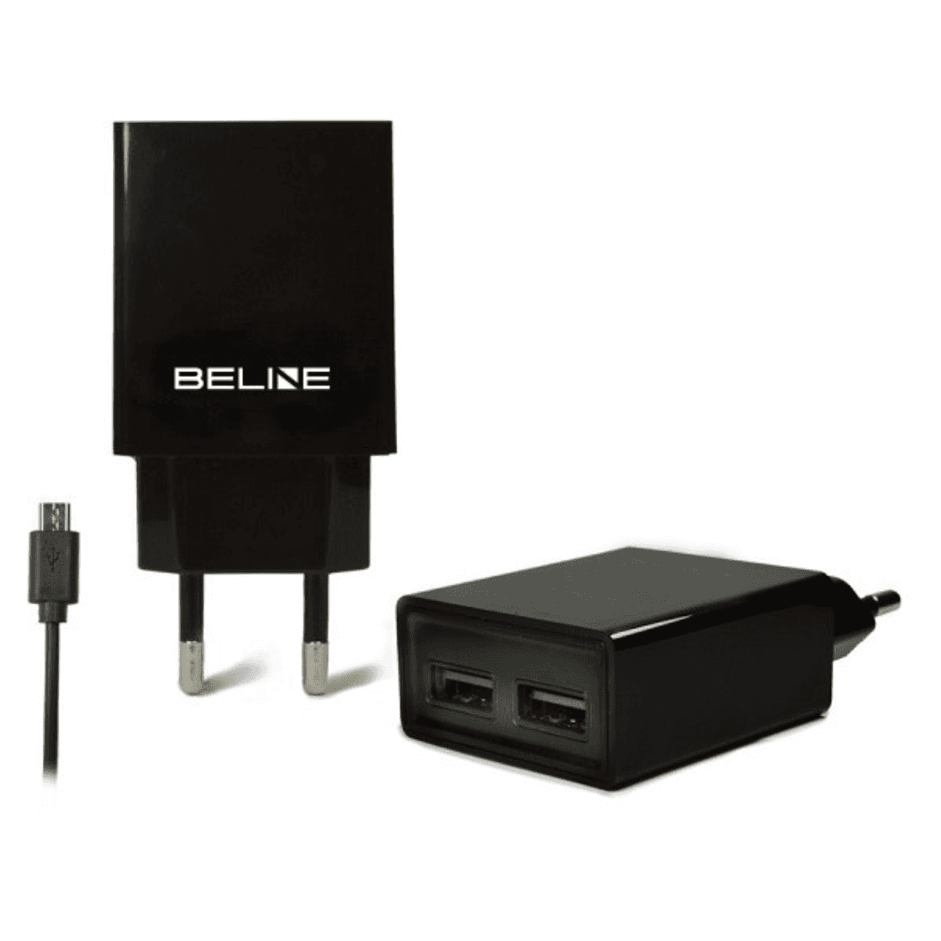 Nabíjačka sieťová 2xUSB + microUSB 2A čierna