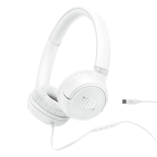 JBL Tune 530C USB C Slúchadlá s mikrofónom Kábel Pres hlavu USB Typ-C Biela