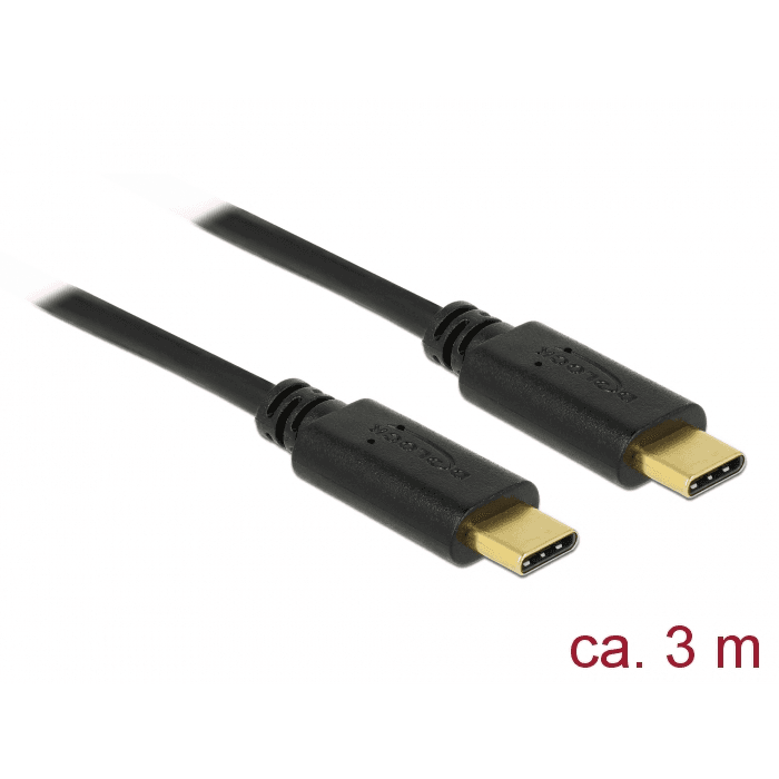 USB 2.0 kábel typ C - typ C 3m 3A Delock 83867