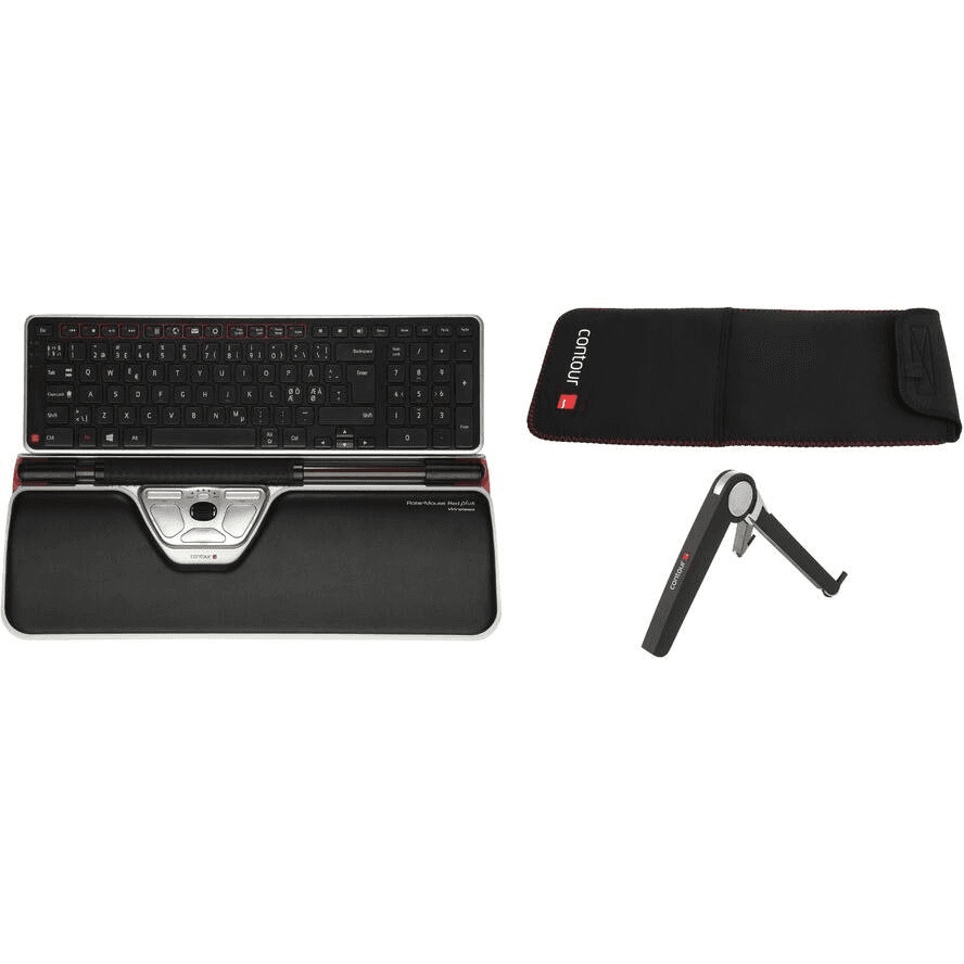 Contour Design RollerMouse Red Plus WL Travel Kit klávesnica Obsahuje myš Kancelária RF Wireless Čierna