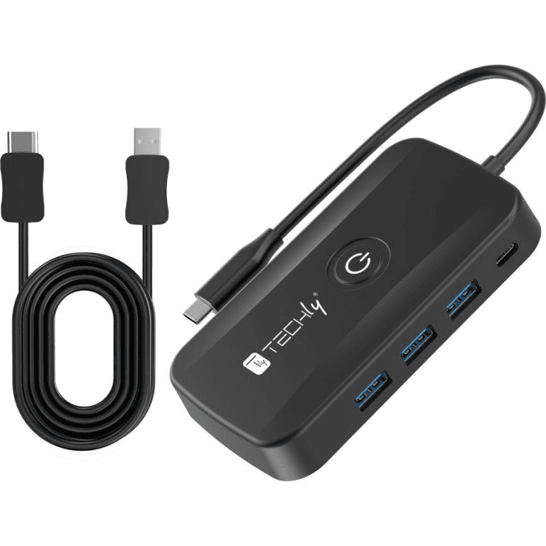 Techly IDATA USBC-HUB5WL audio / video predlžovač AV vysielač a prijímač Čierna