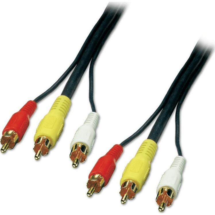 Lindy 10m AV Cable kompozitný video kábel 3 x RCA Čierna