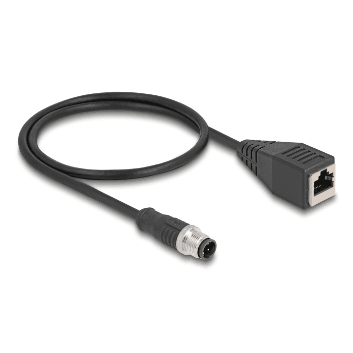Kábel M12 D-kódovaný 4-pinový samec na RJ45 samica PVC 50cm Delock 60622