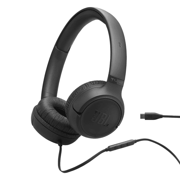 JBL Tune 530C USB C Slúchadlá s mikrofónom Kábel Pres hlavu USB Typ-C Čierna