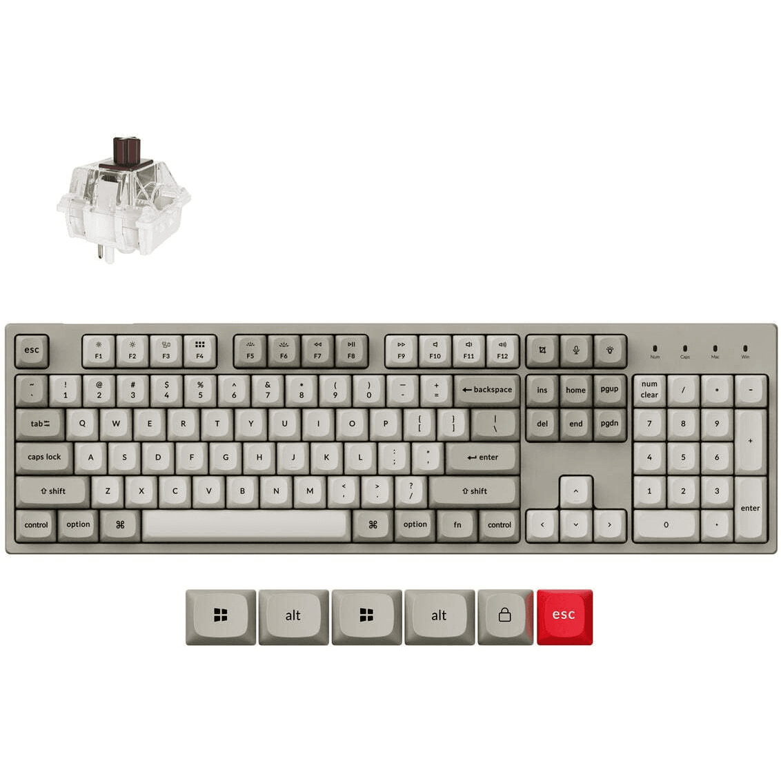 Mechanická klávesnica Keychron C2 Pro 100 % s hnedými spínačmi