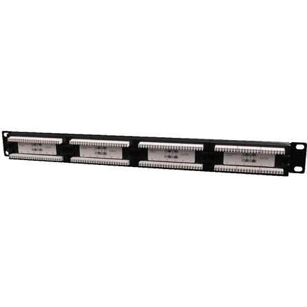 Patch Panel 24 Porty 1U 19'' Kat.6 s funkciou organizácie káblov, čierny