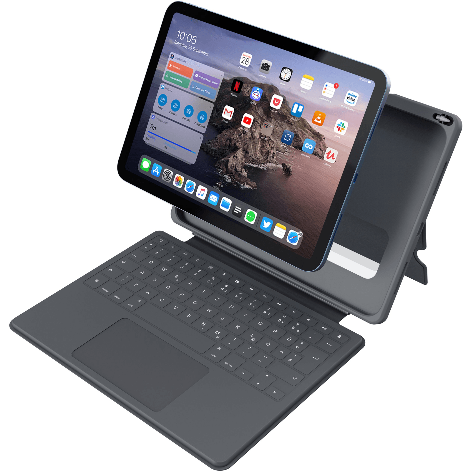DEQSTER 90-2000013 klávesnica pre mobilné zariadenie QWERTZ Nemecký Smart Connector Šedá