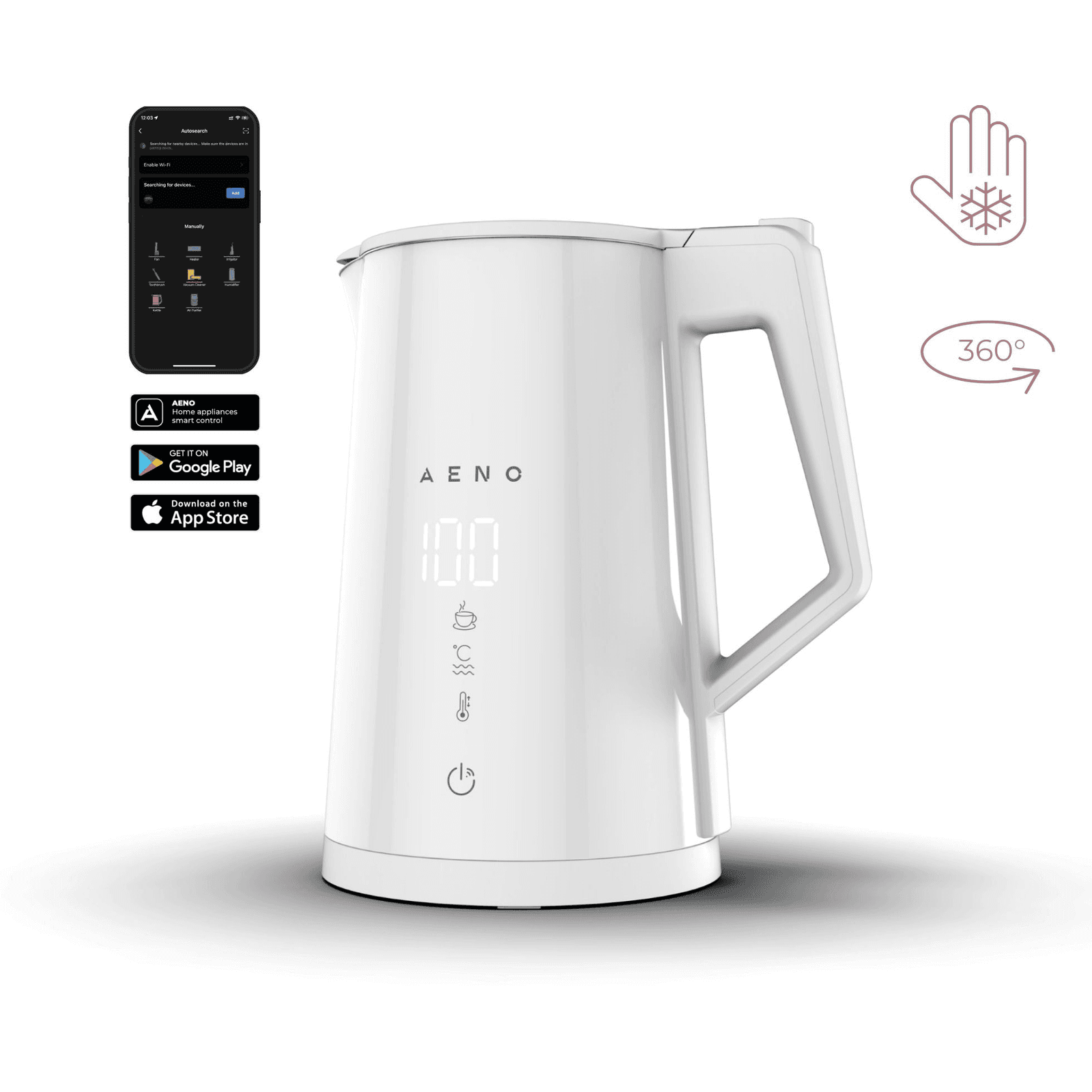 Rýchlovarná kanvica AENO EK8S 2200W 1.7L biela
