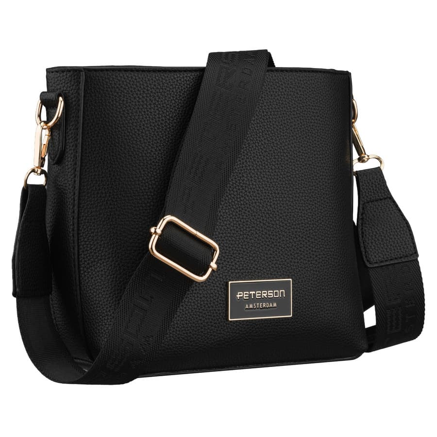 Dámska čierna crossbody kabelka z ekokože - Peterson