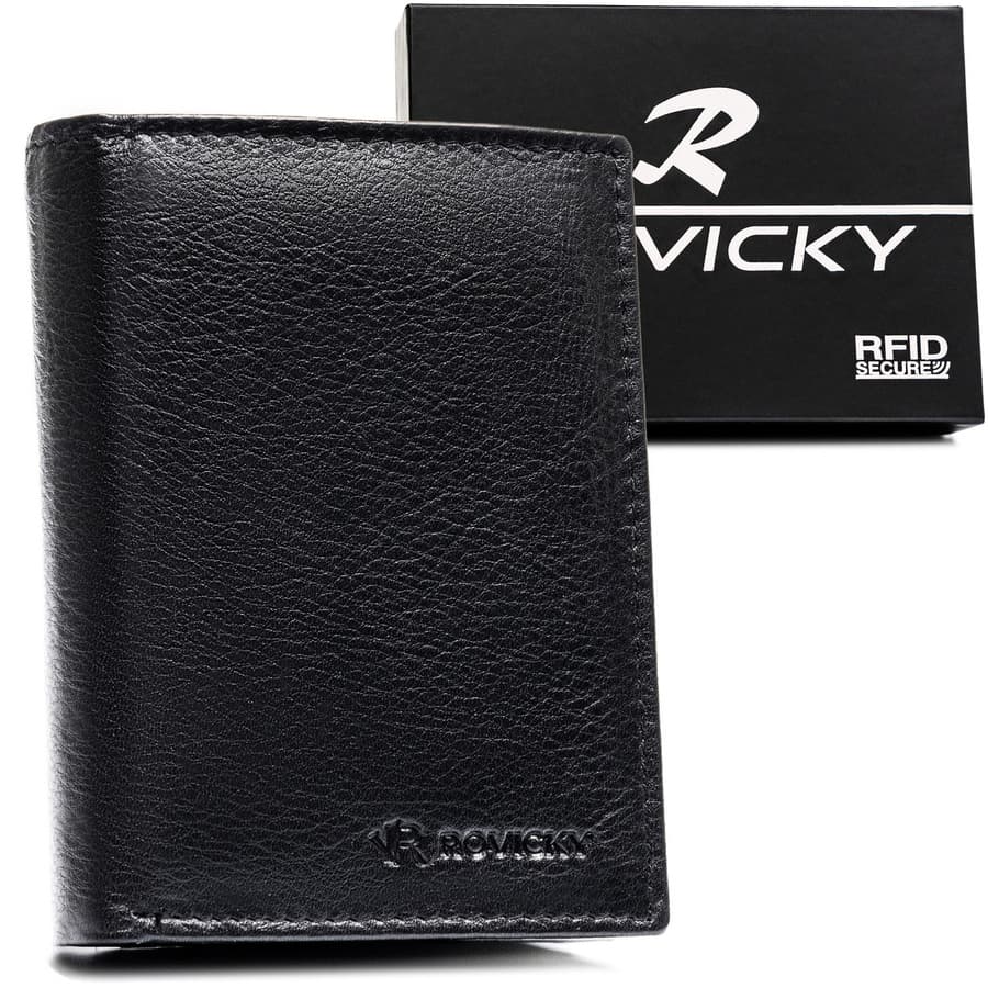 Pánska kožená peňaženka s RFID v čiernej farbe ROVICKY