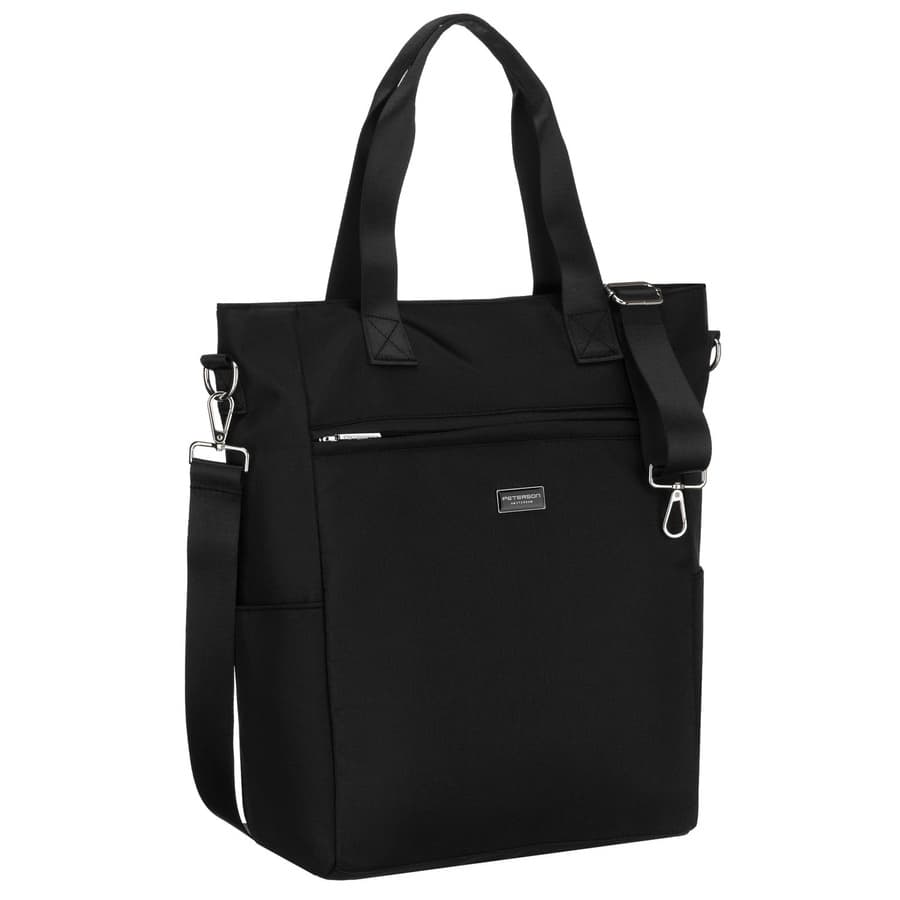 Čierna dámska shopper taška na uchá s odnímateľným popruhom