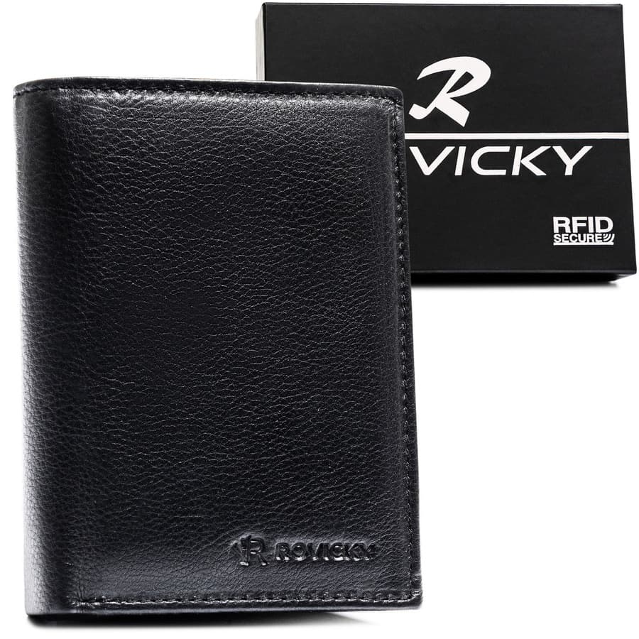 Pánska kožená peňaženka s RFID – veľká, čierna
