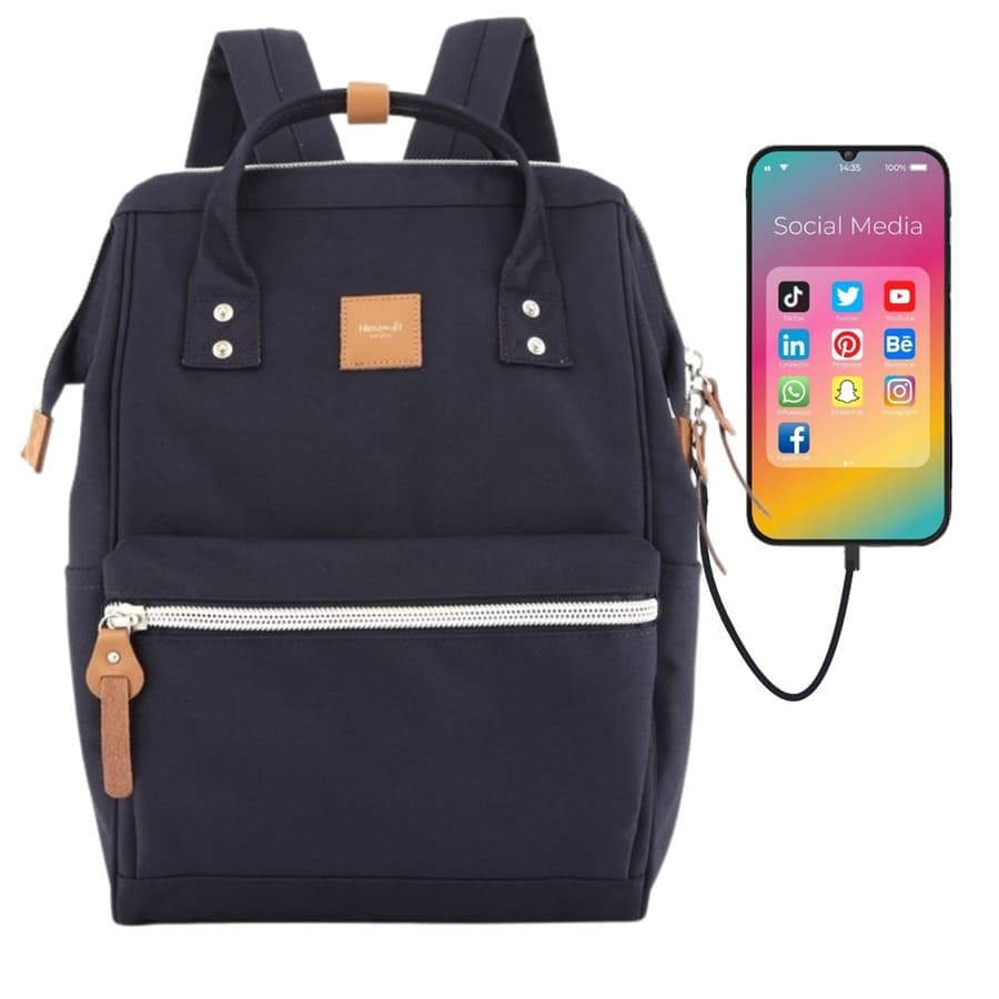 Dámsky námornícky ruksak s USB portom a priehradkou na notebook – Himawari