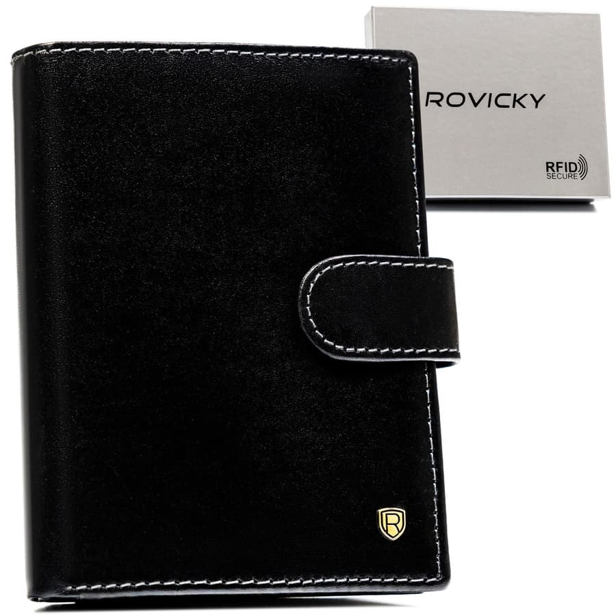 Čierna kožená pánska peňaženka s RFID - Rovicky