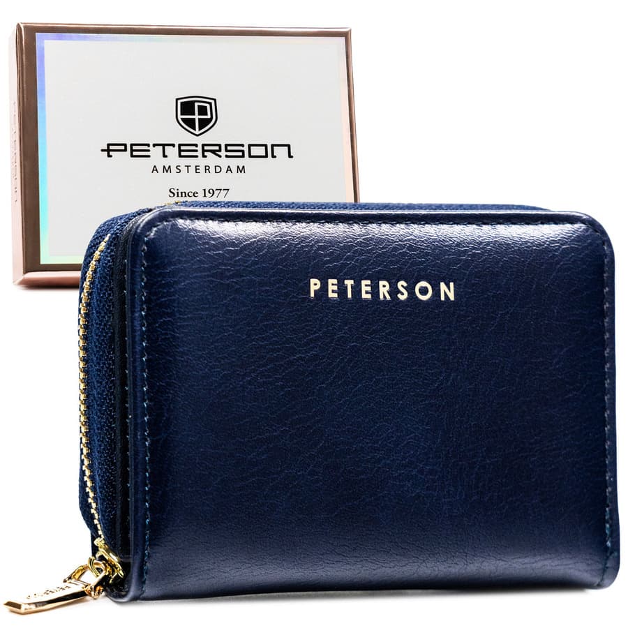 Malá tmavomodrá dámska peňaženka z ekologickej kože s RFID ochranou – Peterson