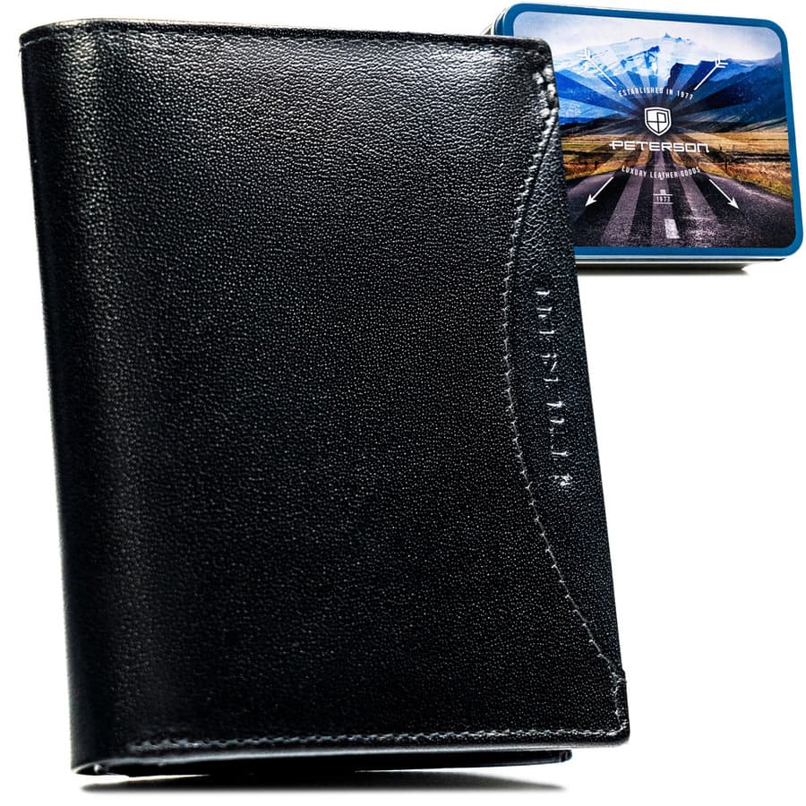 Čierna vertikálna RFID peňaženka bez zapínania Peterson