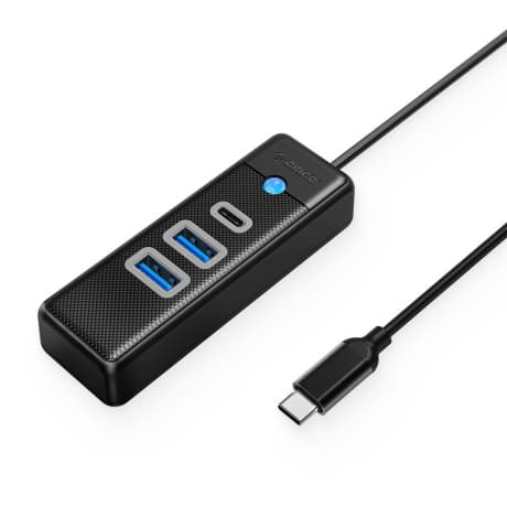 Orico PWC2U-C3 HUB adaptér USB-C - 2x USB 3.0 / USB-C 1m, čierny