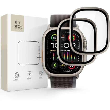 Tech-Protect Glass Ring 2x ochranné sklo na Apple Watch Ultra 1 / 2 / 3 49mm, titanium
