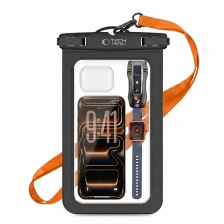 Tech-Protect UWC9 vodotesné puzdro 8.9'', čierne/oranžové