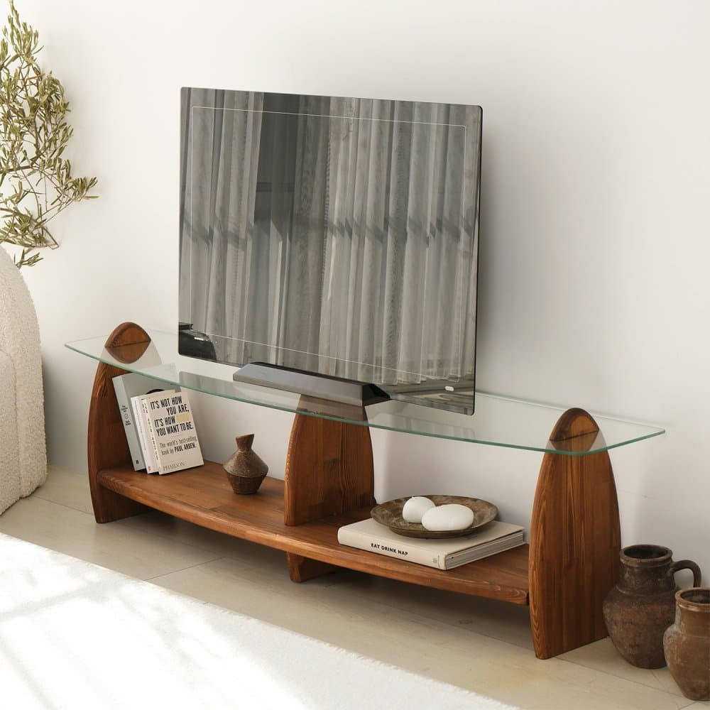 TV stolík Surf - Chesnut, Transparent