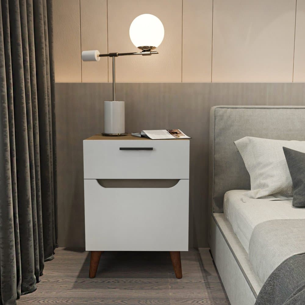 Nočný stolík Losso - White, Oak