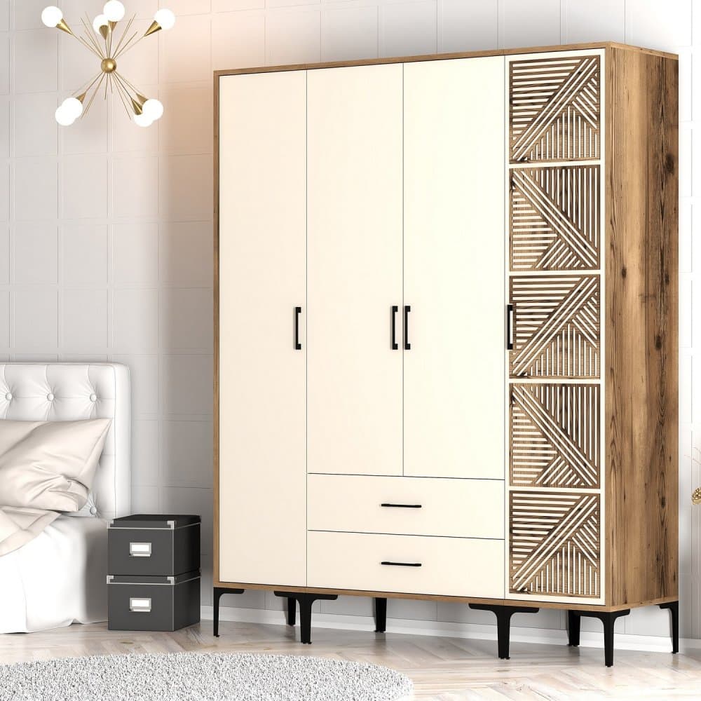 Šatníková skriňa Kumsal STP - Walnut, Cream