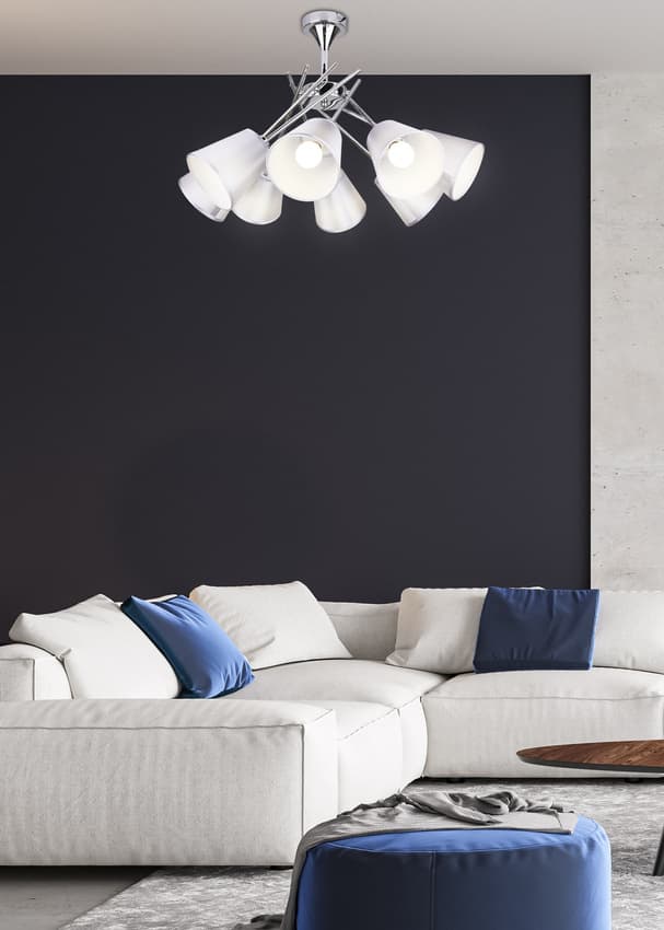 Chrómová stropná lampa, nastaviteľná, 8 Vox