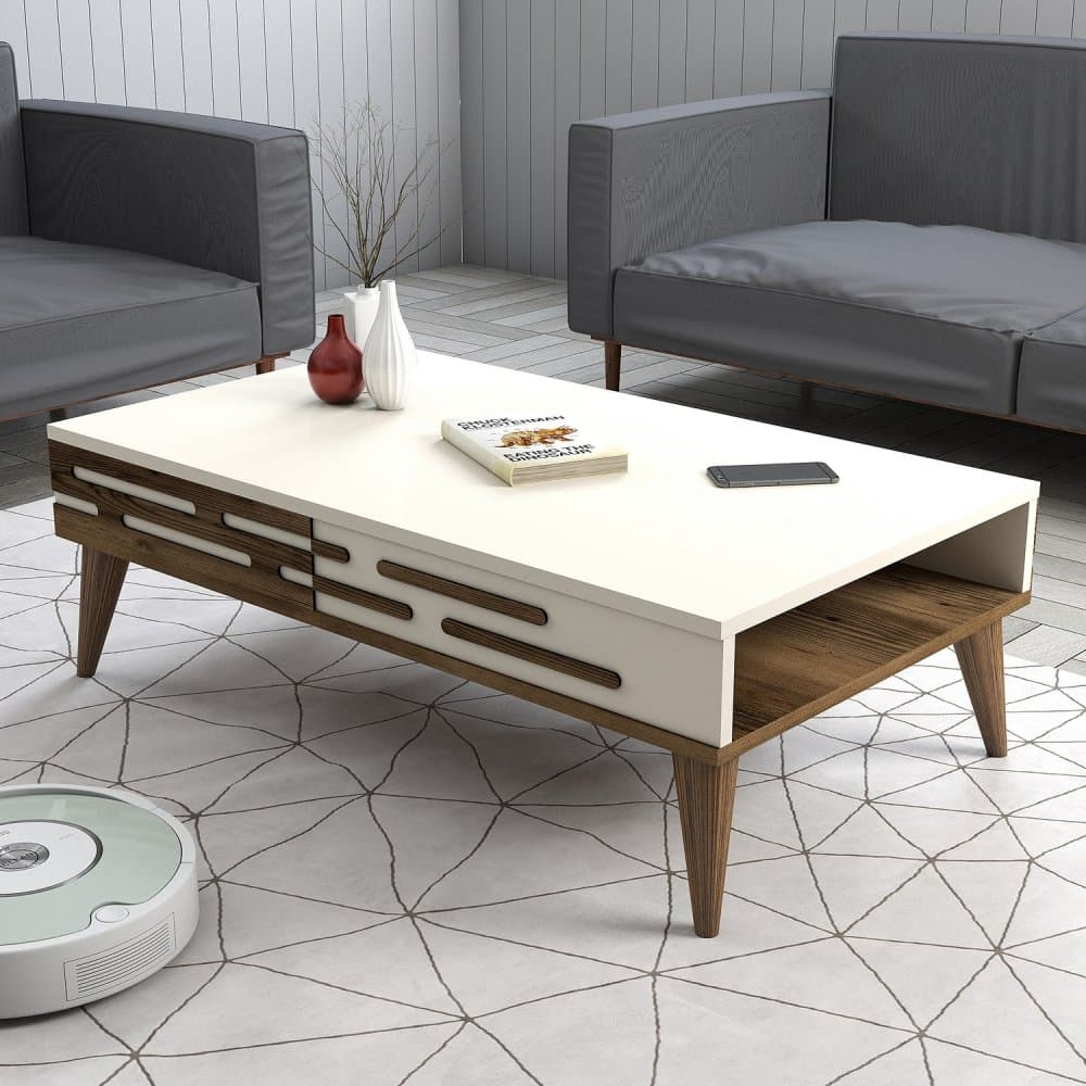 Konferenčný stolík Valensiya - Walnut, Cream
