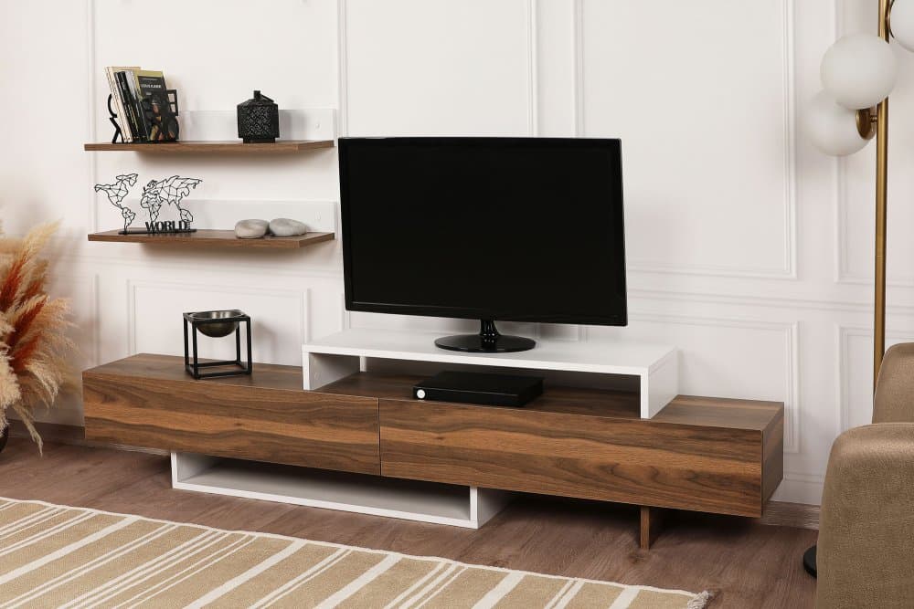 TV skrinka / Obývacia stena Nirvana - Teak, White