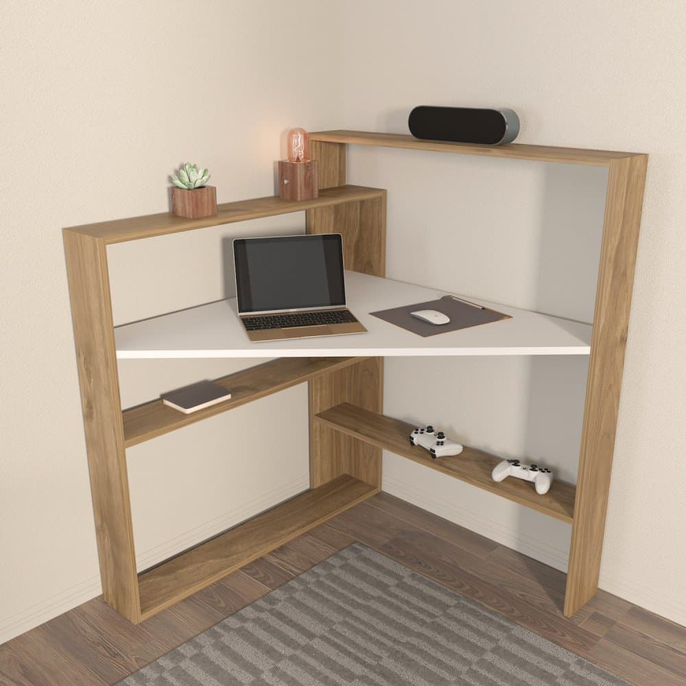 Písací stôl Kelly - Walnut, White