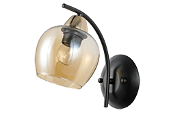 MERRA čierna nástenná lampa 1x40W E27 jantárové tienidlo