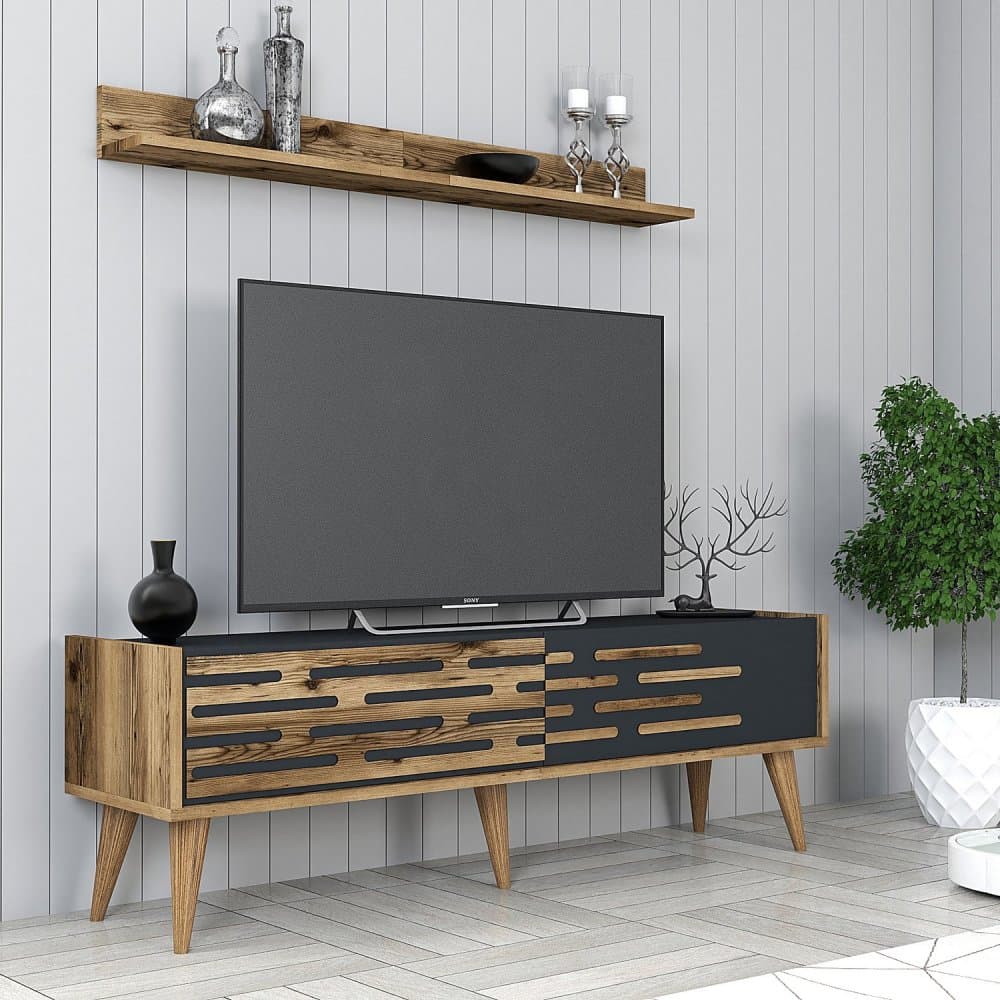TV skrinka / Obývacia stena Valensiya 140 - Walnut, Anthracite