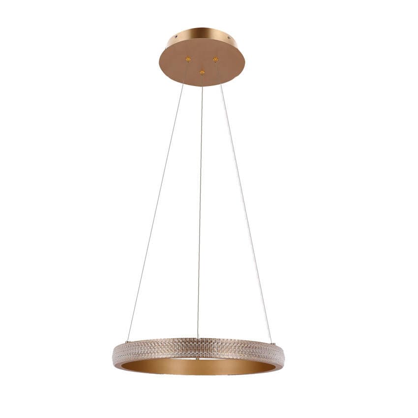 ZÁVESNÁ LAMPA HASHIM 40CM MATNÁ TMAVO ZLATÁ 22W LED KRYŠTÁLY ČÍRE