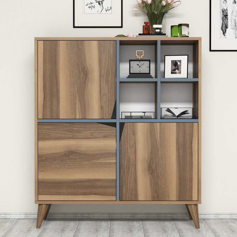 Viacúčelová skrinka Pulse - Walnut, Blue