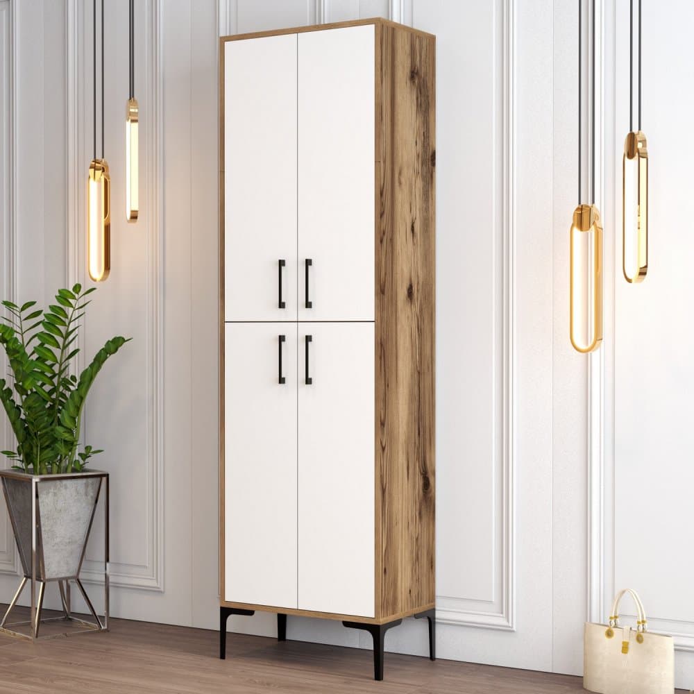 Skrinka na topánky / Botník Berlin A - Walnut, White