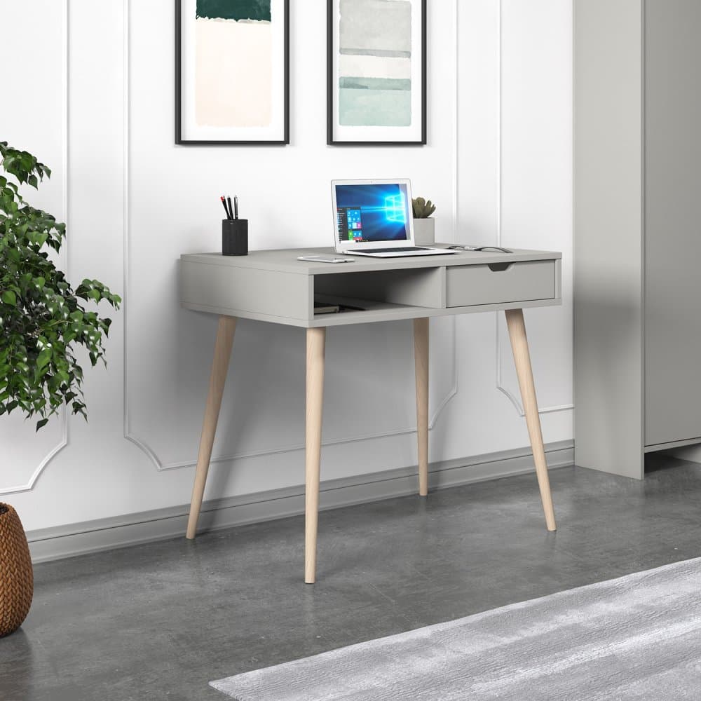Písací stôl Offer - Grey, Wooden