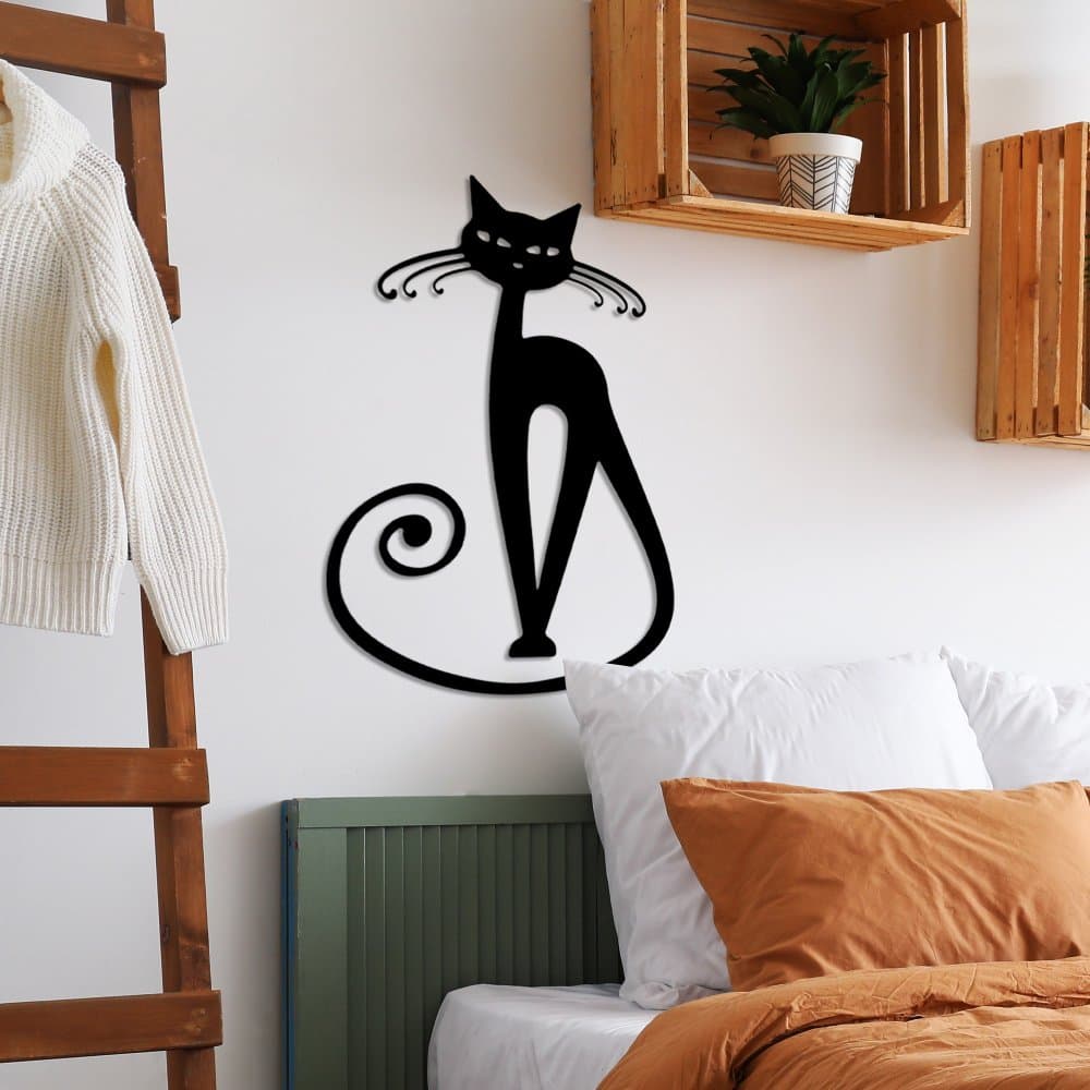 Dekoratívny kovový doplnok na stenu Cat 6