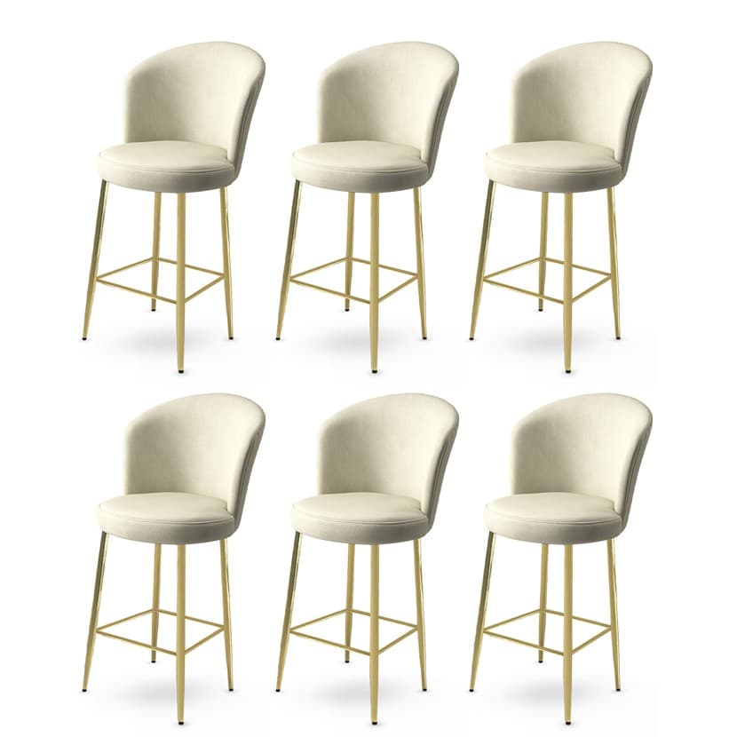 Bar Stool Set (6 Pieces) Alte - Cream, Gold