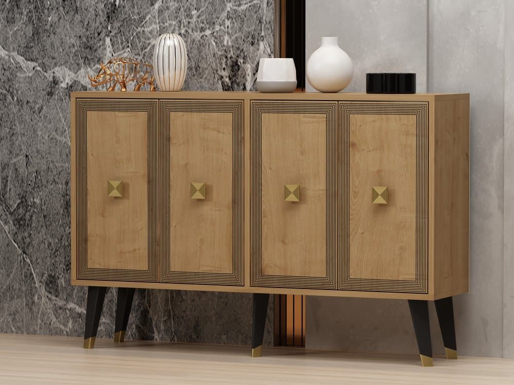 Konzolový stolík Ansel - Sapphire Oak, Gold